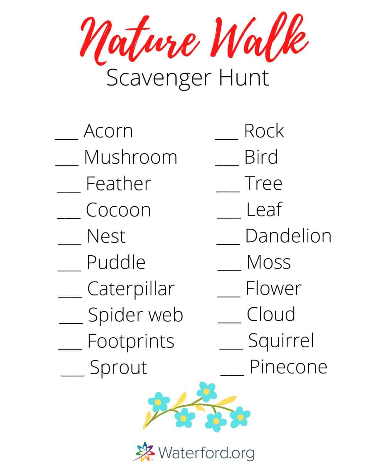 Can You Find All 20 Items On This Nature Walk Scavenger Hunt 