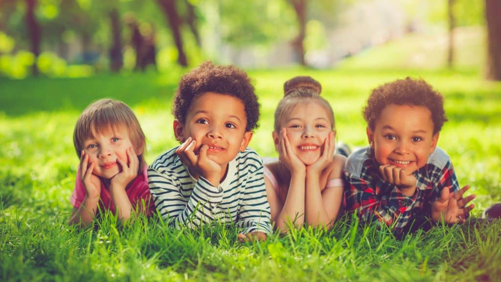 A group of children enjoying a summer day