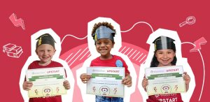 children holding diplomas