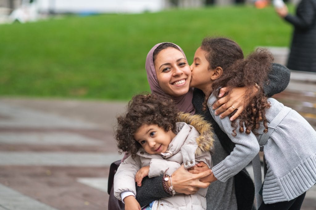 family spending time outside