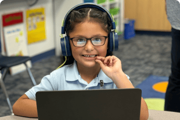 Girl smiling with headset on